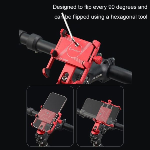 JOHORSE Bicycle Shockproof Mobile Phone Holder Motorcycle Riding Equipment, Color: Stem Red - Image 7