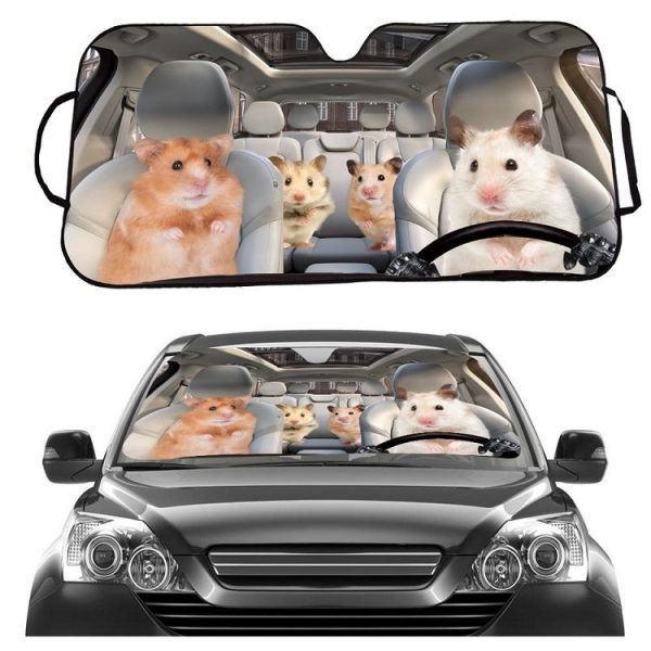 70x138cm Printed Car Sun Protection Heat Insulation Sunshade (Hamster)