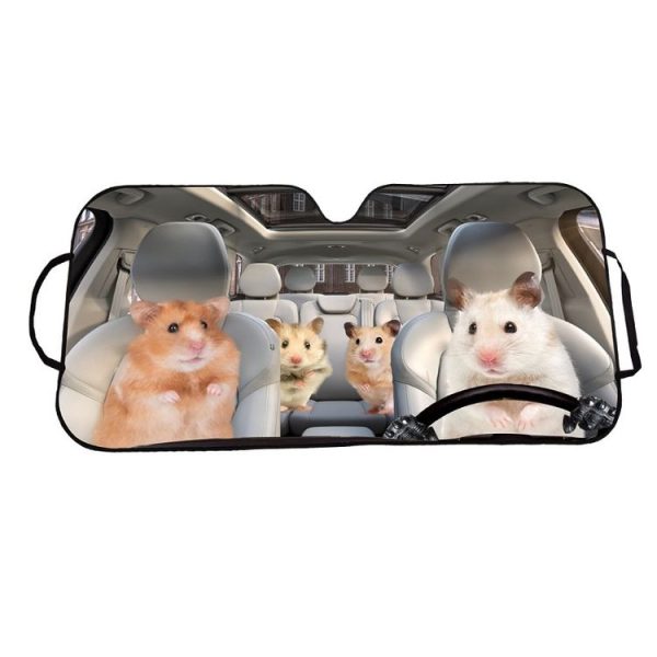 70x138cm Printed Car Sun Protection Heat Insulation Sunshade (Hamster) - Image 2