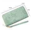 Large Capacity Embossed Long Zippered Wallet with Multiple Card Slots (Black) - Image 2