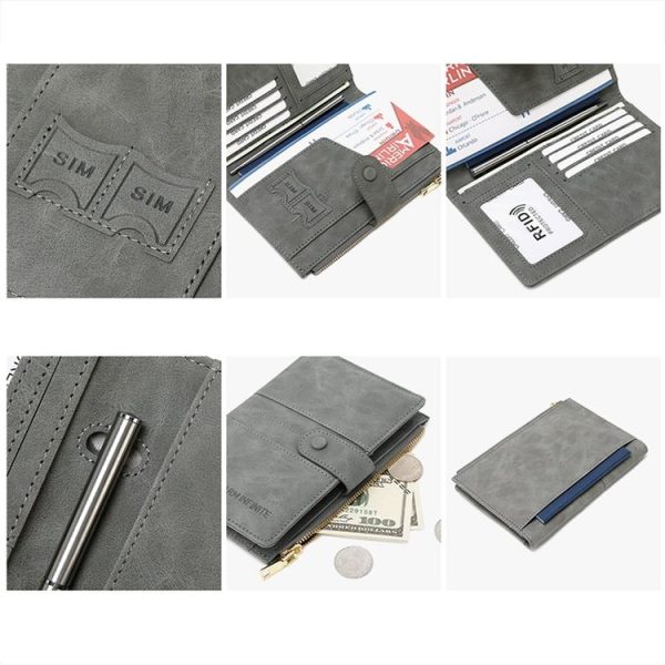 RFID Anti-theft Multi-card Slot Document Bag Multifunctional Zipper Travel Passport Bag (Pink) - Image 6