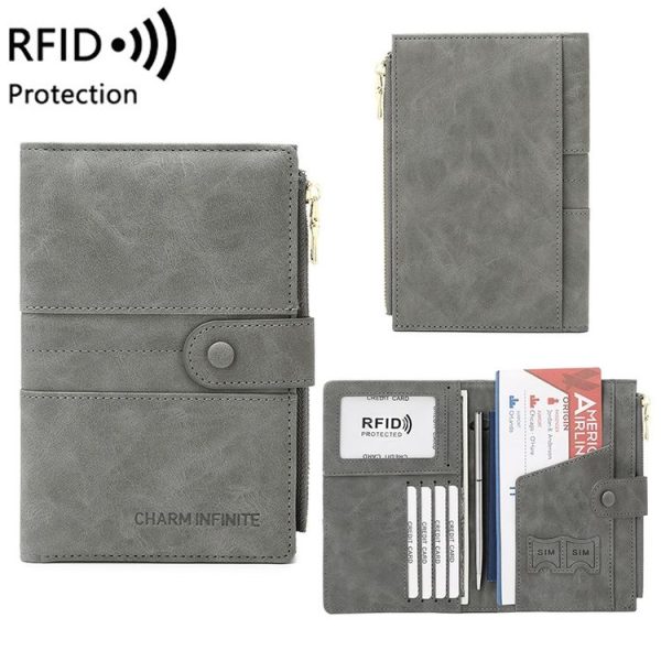 RFID Anti-theft Multi-card Slot Document Bag Multifunctional Zipper Travel Passport Bag (Pink) - Image 9