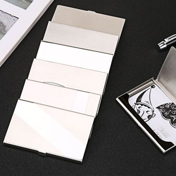 Minimalist Men Business Card Holder Portable Metal Name Card Case, Model: Underline - Image 2