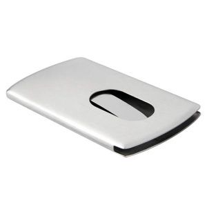 Men Business Card Holder Portable Stainless Steel Credit Card Case, Model: Hand Push