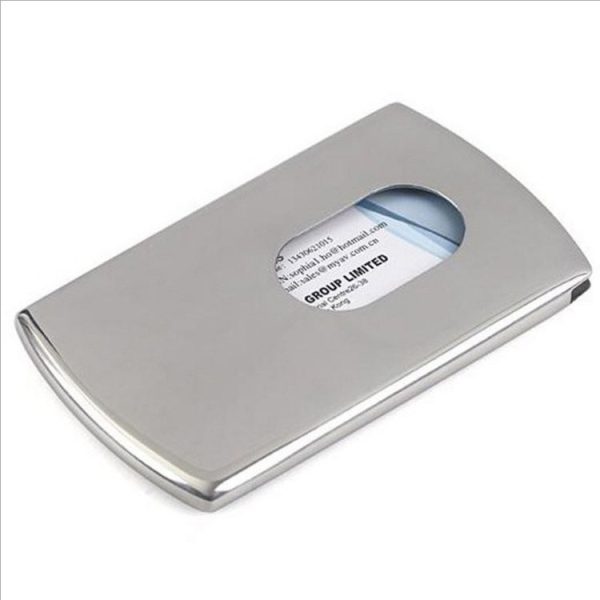 Men Business Card Holder Portable Stainless Steel Credit Card Case, Model: Hand Push - Image 2