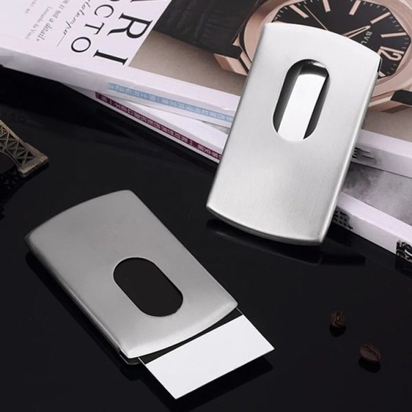 Men Business Card Holder Portable Stainless Steel Credit Card Case, Model: Hand Push - Image 5