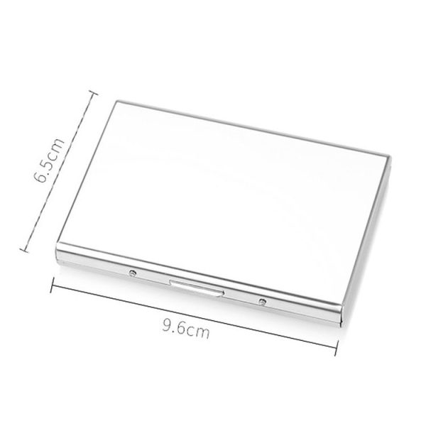 Men Business Card Holder Portable Stainless Steel Credit Card Case (Pink PU Leather+Iron) - Image 3