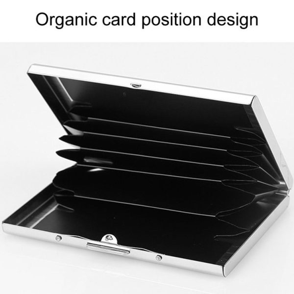 Men Business Card Holder Portable Stainless Steel Credit Card Case (Pink PU Leather+Iron) - Image 6