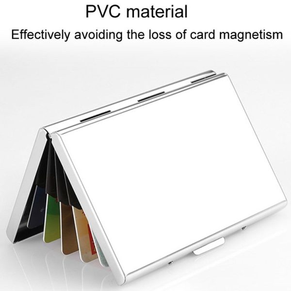 Men Business Card Holder Portable Stainless Steel Credit Card Case (Pink PU Leather+Iron) - Image 7