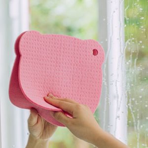Wood Pulp Cotton Rag Kitchen Absorbent Traceless Cleaning Cloths Oil-free Sponge Wipes (Color Random)