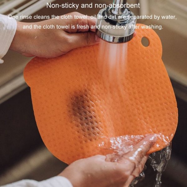 Wood Pulp Cotton Rag Kitchen Absorbent Traceless Cleaning Cloths Oil-free Sponge Wipes (Color Random) - Image 5
