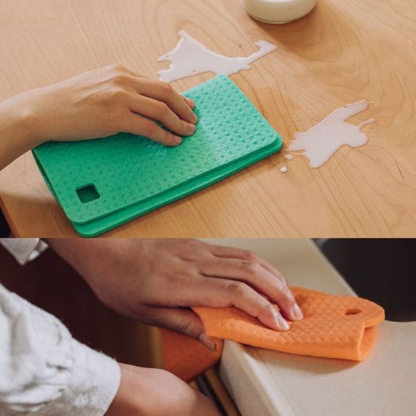 Wood Pulp Cotton Rag Kitchen Absorbent Traceless Cleaning Cloths Oil-free Sponge Wipes (Color Random) - Image 8
