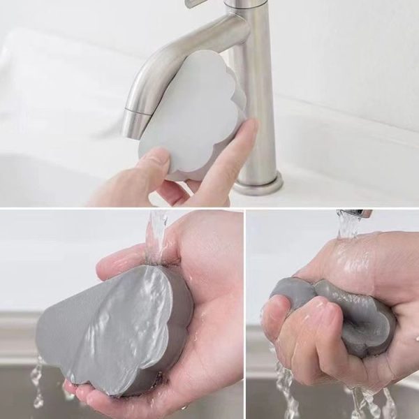 Clouds Type Absorbent Sponge Cleaner Bathroom Washbasin Limescale Preventive Cleaning Brush (Gray) - Image 10