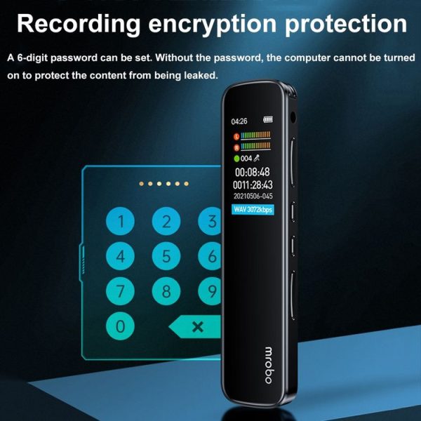 Mrobo RV-19 0.96-inch HD Screen 3D Noise Reduction Recording Pen Music Player, Capacity: 4GB (Black) - Image 5