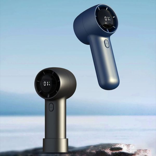 Outdoor Handheld Turbine Digital Display 100-Speed High-Speed Mini Fan, Color: White - Image 2