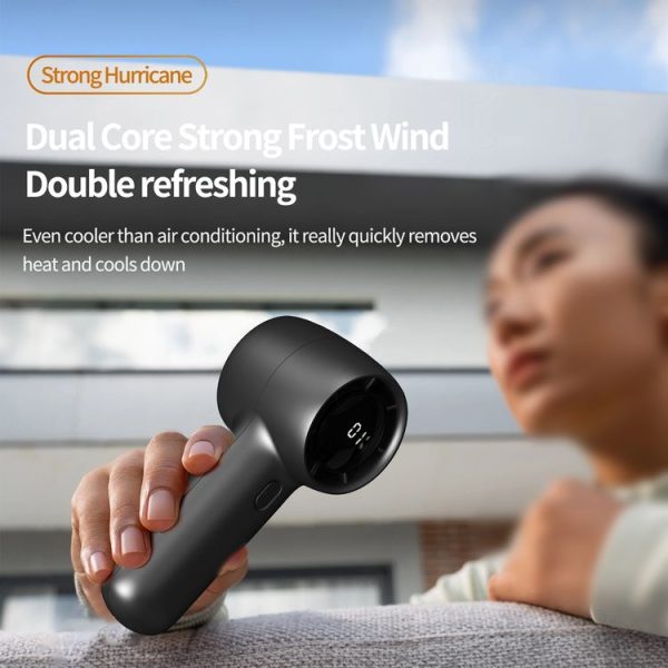 Outdoor Handheld Turbine Digital Display 100-Speed High-Speed Mini Fan, Color: White - Image 7