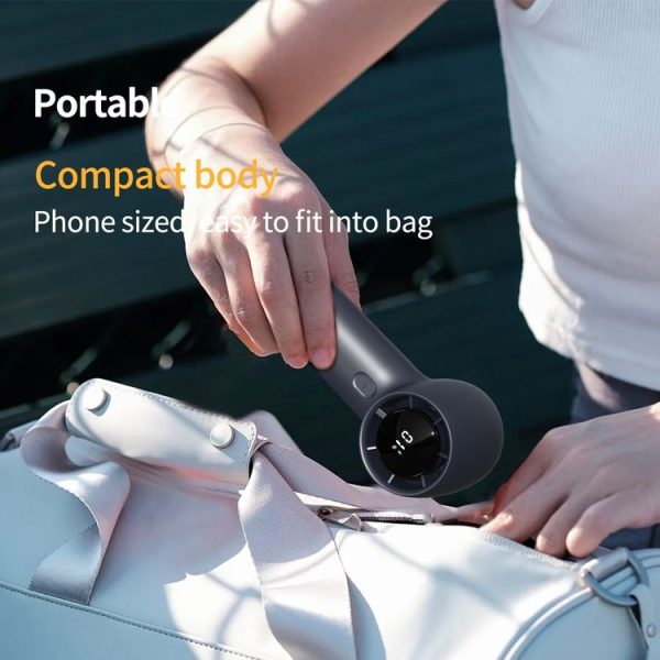 Outdoor Handheld Turbine Digital Display 100-Speed High-Speed Mini Fan, Color: White - Image 9