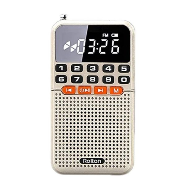 Rolton T1 Portable Radio Receiver Old People Singing Opera Player Mini Stereo Walkman (Gold)