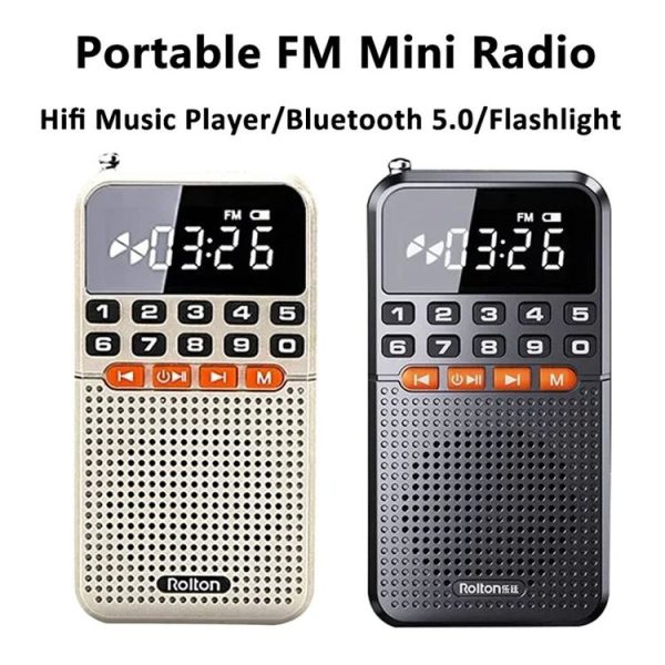 Rolton T1 Portable Radio Receiver Old People Singing Opera Player Mini Stereo Walkman (Gold) - Image 2