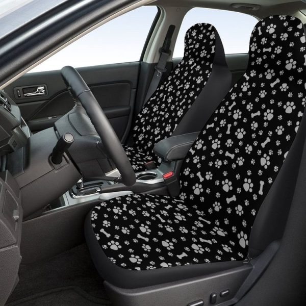 Car Universal Printed Seat Protector Automobile Decoration Supplies, Style: Footprint And Bone - Image 5