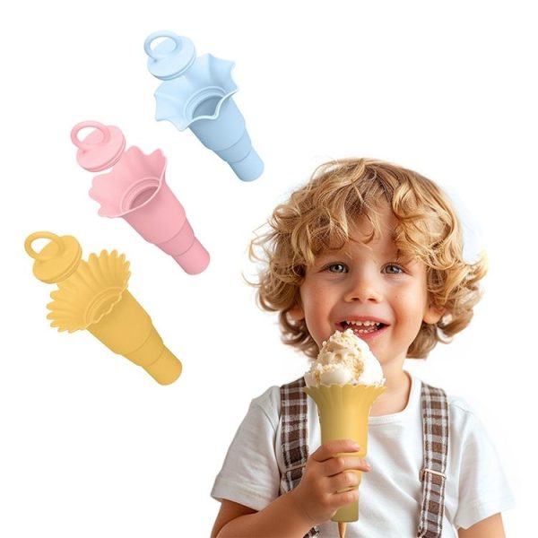 3pcs / Set Foldable Silicone Ice Cream Cone Kids Multifunctional Anti-Dirty Hands Anti-Leak Ice Cream Holder - Image 8