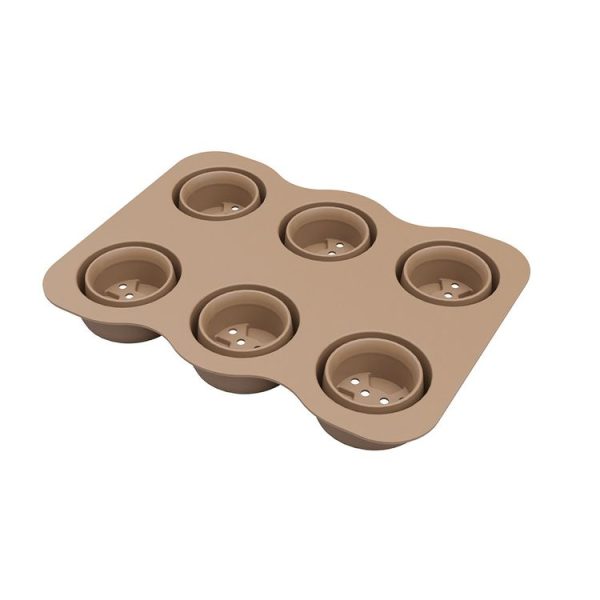 6 Holes Nursery Box Small Vegetable Flower Plant Breathable Growing Tray Silicone Folding Nursery Pot (Brown) - Image 5