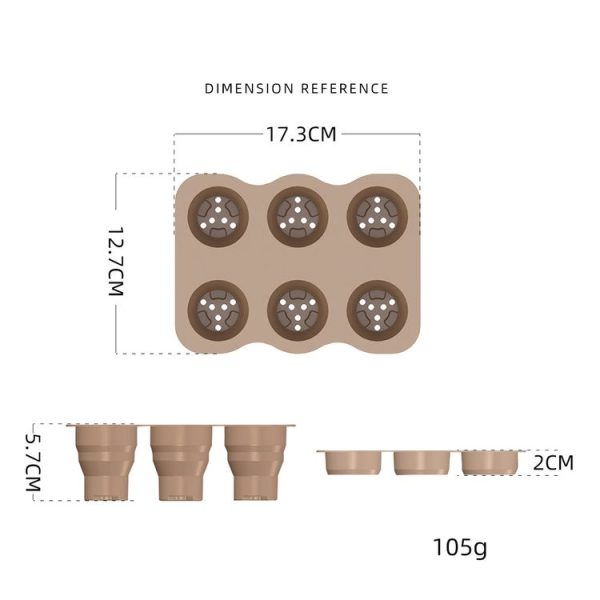 6 Holes Nursery Box Small Vegetable Flower Plant Breathable Growing Tray Silicone Folding Nursery Pot (Brown) - Image 6