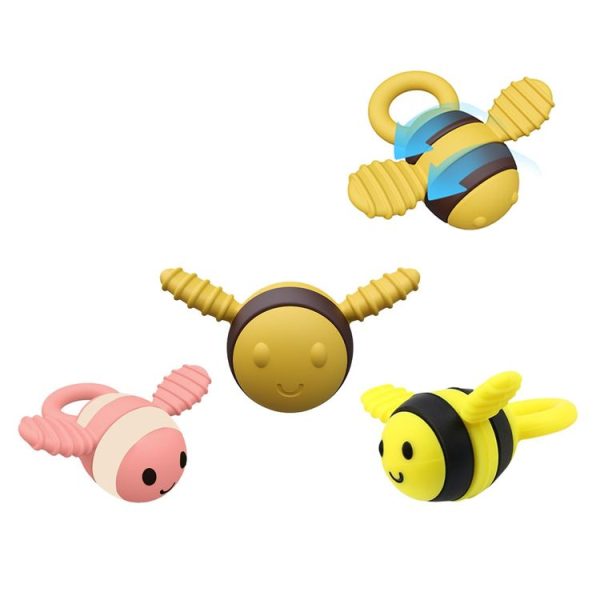 Bee Shaped Teether Teething Stick Baby Anti-Snacking Toys, Color: Pink Printing - Image 3
