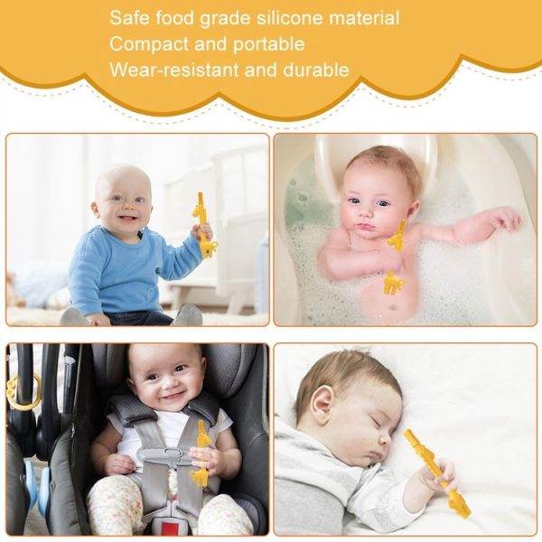 Baby Deer Toys Food Teething Sticks Silicone Giraffe (Yellow) - Image 6