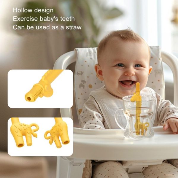 Baby Deer Toys Food Teething Sticks Silicone Giraffe (Yellow) - Image 7