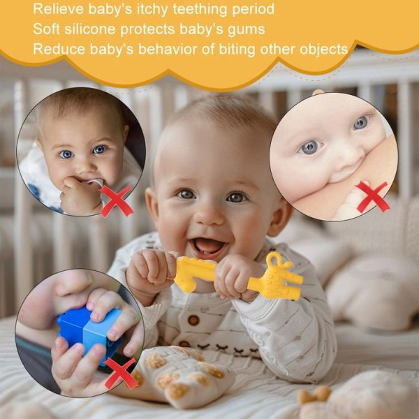 Baby Deer Toys Food Teething Sticks Silicone Giraffe (Yellow) - Image 8