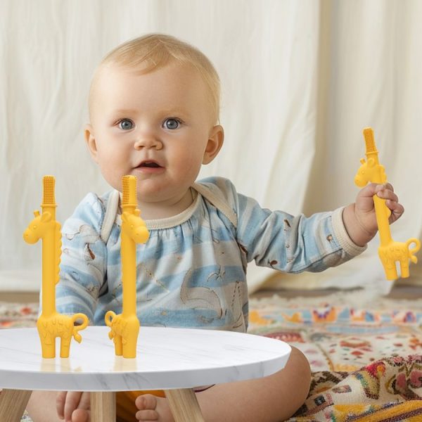 Baby Deer Toys Food Teething Sticks Silicone Giraffe (Yellow) - Image 9