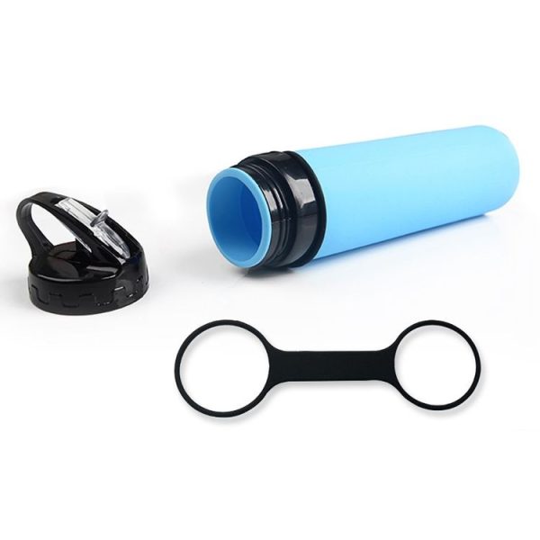 600ml Folding Silicone Riding Water Cup Portable Environmental Protection Shatterproof Silicone Water Bottle (Grey) - Image 4