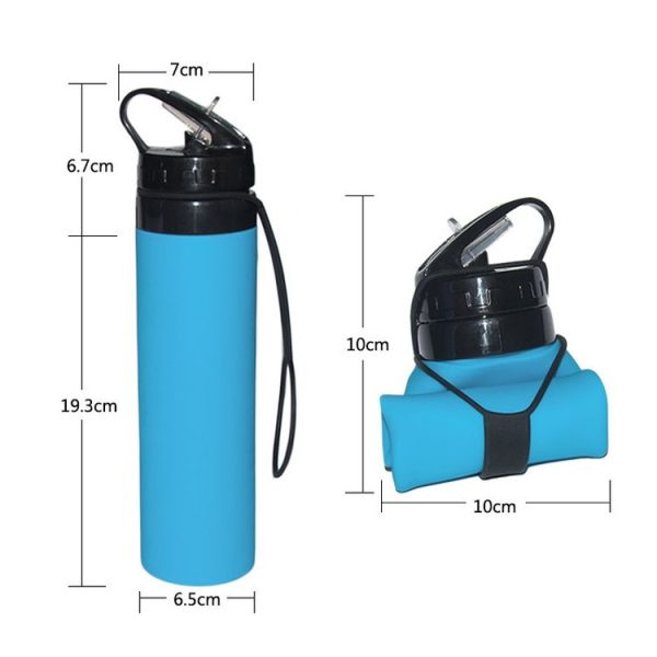 600ml Folding Silicone Riding Water Cup Portable Environmental Protection Shatterproof Silicone Water Bottle (Grey) - Image 5
