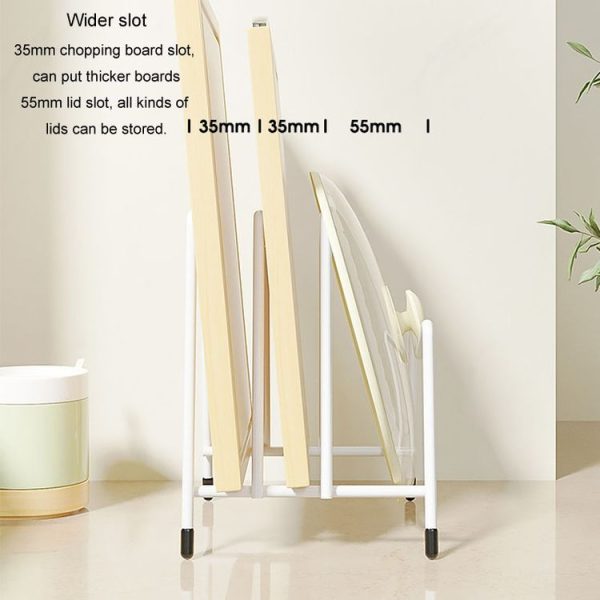 Kitchen Countertop Chopping Board Place Rack Multifunctional Multi-Layer Pot Lid Storage Shelf (White) - Image 5