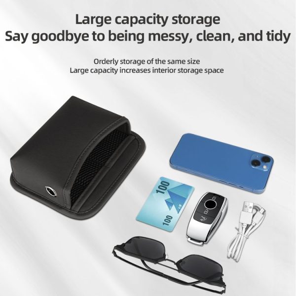 Adhesive Multifunctional Storage Bag for Car Center Console (Black) - Image 4