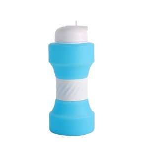 650ml Large Capacity Sports Silicone Water Bottle Foldable Fitness Dumbbell Water Mug (Sky Blue)