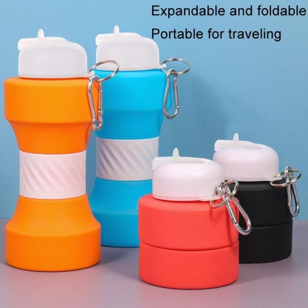 650ml Large Capacity Sports Silicone Water Bottle Foldable Fitness Dumbbell Water Mug (Sky Blue) - Image 2