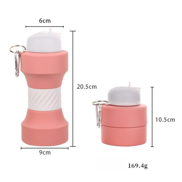 650ml Large Capacity Sports Silicone Water Bottle Foldable Fitness Dumbbell Water Mug (Sky Blue) - Image 3