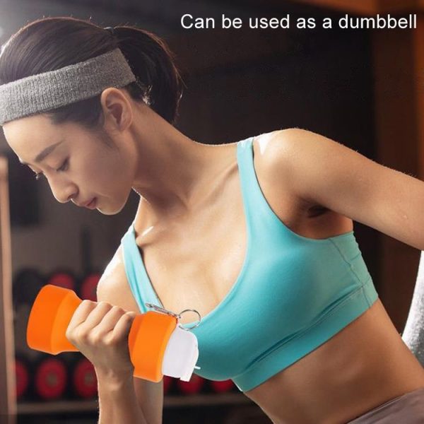 650ml Large Capacity Sports Silicone Water Bottle Foldable Fitness Dumbbell Water Mug (Sky Blue) - Image 7