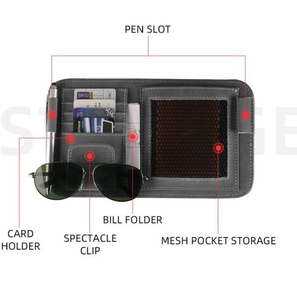 Car Sun Visor Bill Holder Glasses Clip Storage Bag (Blue) - Image 4