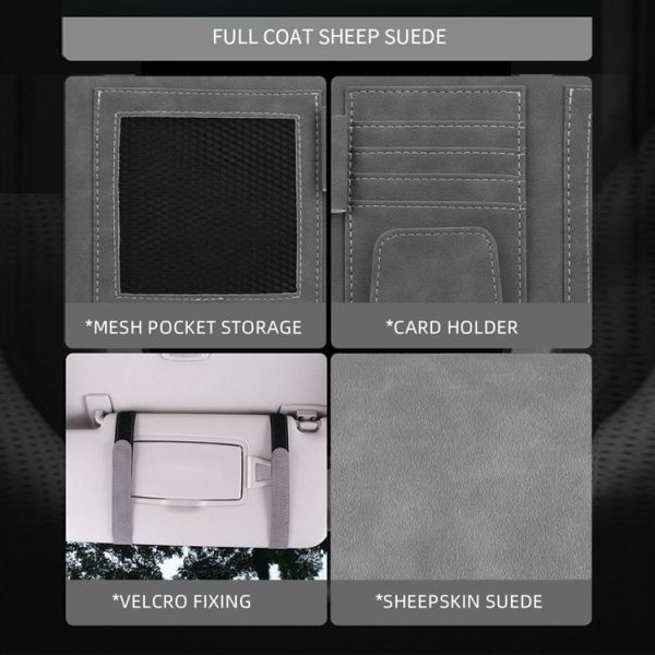 Car Sun Visor Bill Holder Glasses Clip Storage Bag (Blue) - Image 6