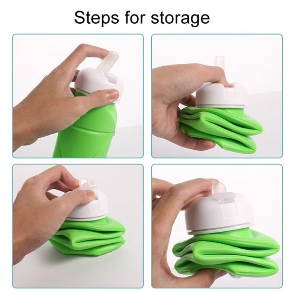 600ml Food Class Silicone Folding Outdoor Water Cup Portable Cycling Water Bottle (Black) - Image 6