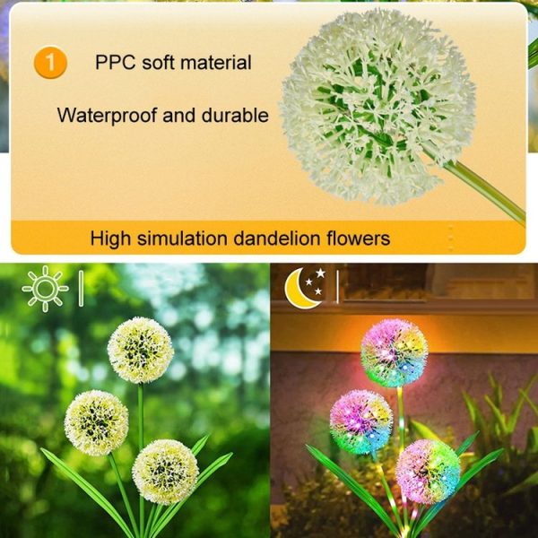 Dandelion Lawn Ground Plug Light Decoration Outdoor Solar LED Garden Lights, Model: 3 Head - Image 4