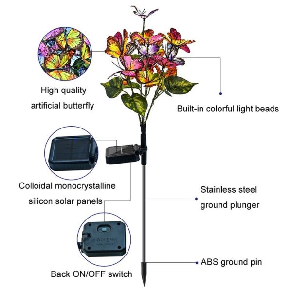 Lawn Ground Plug Light Decoration Outdoor Solar LED Garden Lights, Model: Butterfly Flower - Image 4