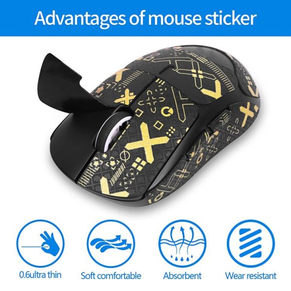 Logitech GPW 2-Generation Mouse Anti-Slip Stickers Absorb Sweat Paste, Color: White Print Half Surround - Image 3