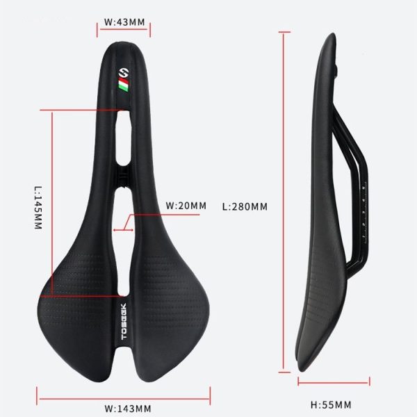 TOSEEK Mountain Bike Saddle Road Bicycle Seat Accessories, Color: Black - Image 3
