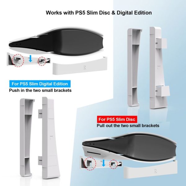 PS5 Slim JYS-P5189 Console Horizontal Placement Stand Digital / Optical Drive Version Universal Storage Mount (Black) - Image 2