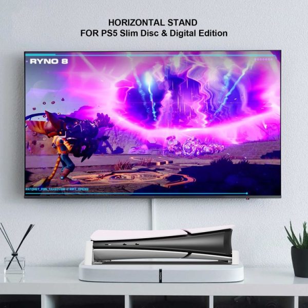 PS5 Slim JYS-P5189 Console Horizontal Placement Stand Digital / Optical Drive Version Universal Storage Mount (Black) - Image 7