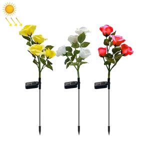 Solar Simulation Rose Flower Light Ground Insert Color Garden Lawn Lights (Random Color Delivery)